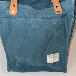 FEED cotton canvas teal tote bag